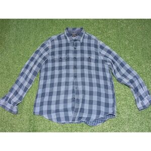 Ralph Lauren Plaid Double-Faced‎ Shirt Men's XXL Indigo 100% Cotton (Has Flaws)